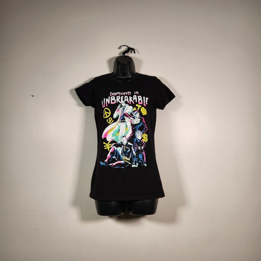 JOJO'S BIZARRE ADVENTURE SS T Shirt Womens S Black Multi Diamond Is Unbreakable